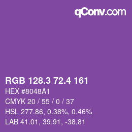 カラーコード: RGB 128.3 72.4 161 | qconv.com