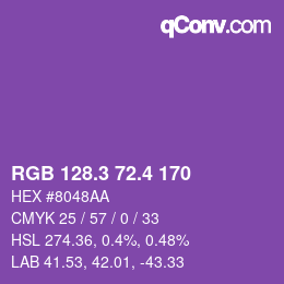 カラーコード: RGB 128.3 72.4 170 | qconv.com