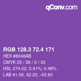 カラーコード: RGB 128.3 72.4 171 | qconv.com