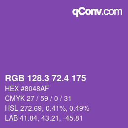 カラーコード: RGB 128.3 72.4 175 | qconv.com