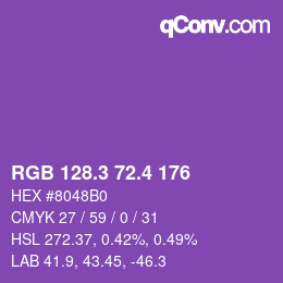 カラーコード: RGB 128.3 72.4 176 | qconv.com