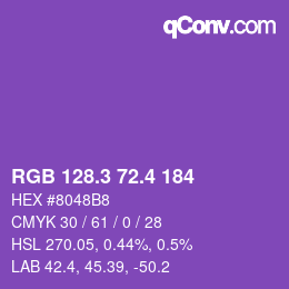 カラーコード: RGB 128.3 72.4 184 | qconv.com