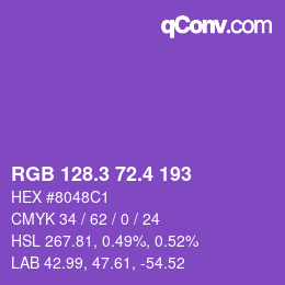 カラーコード: RGB 128.3 72.4 193 | qconv.com