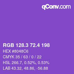 カラーコード: RGB 128.3 72.4 198 | qconv.com