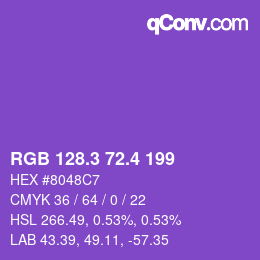 カラーコード: RGB 128.3 72.4 199 | qconv.com