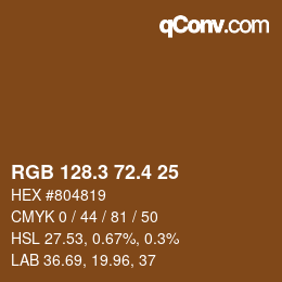 カラーコード: RGB 128.3 72.4 25 | qconv.com