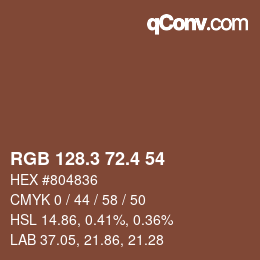 カラーコード: RGB 128.3 72.4 54 | qconv.com