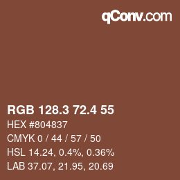 カラーコード: RGB 128.3 72.4 55 | qconv.com