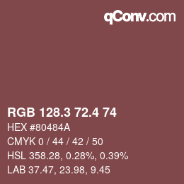 カラーコード: RGB 128.3 72.4 74 | qconv.com