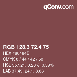 カラーコード: RGB 128.3 72.4 75 | qconv.com