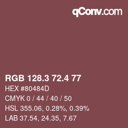 カラーコード: RGB 128.3 72.4 77 | qconv.com