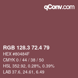 カラーコード: RGB 128.3 72.4 79 | qconv.com