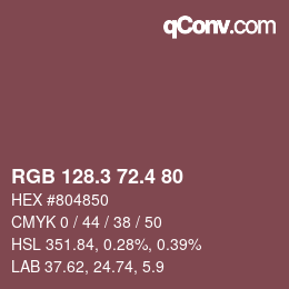 カラーコード: RGB 128.3 72.4 80 | qconv.com