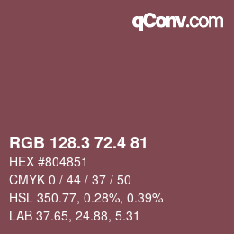 カラーコード: RGB 128.3 72.4 81 | qconv.com