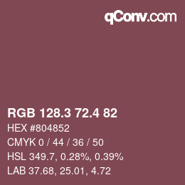 カラーコード: RGB 128.3 72.4 82 | qconv.com