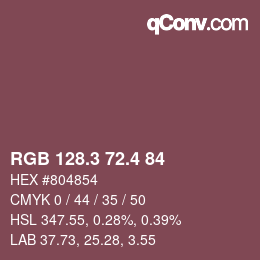カラーコード: RGB 128.3 72.4 84 | qconv.com