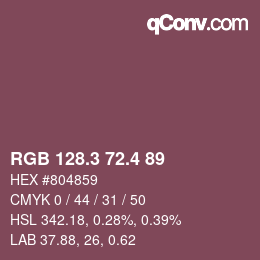 カラーコード: RGB 128.3 72.4 89 | qconv.com