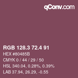 カラーコード: RGB 128.3 72.4 91 | qconv.com