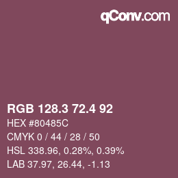 カラーコード: RGB 128.3 72.4 92 | qconv.com