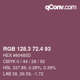 カラーコード: RGB 128.3 72.4 93 | qconv.com
