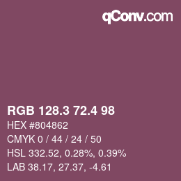 カラーコード: RGB 128.3 72.4 98 | qconv.com