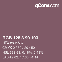 カラーコード: RGB 128.3 90 103 | qconv.com