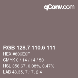 カラーコード: RGB 128.7 110.6 111 | qconv.com