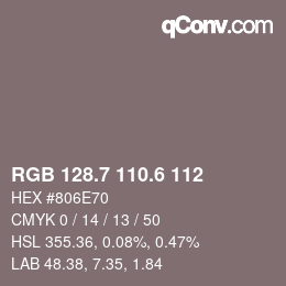 カラーコード: RGB 128.7 110.6 112 | qconv.com