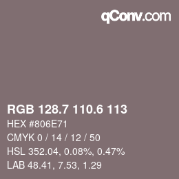 カラーコード: RGB 128.7 110.6 113 | qconv.com