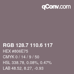 カラーコード: RGB 128.7 110.6 117 | qconv.com