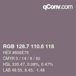 カラーコード: RGB 128.7 110.6 118 | qconv.com