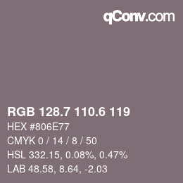 カラーコード: RGB 128.7 110.6 119 | qconv.com