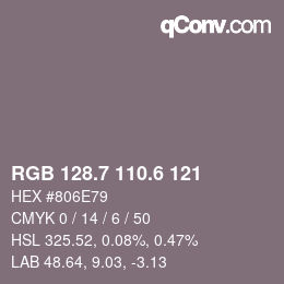 カラーコード: RGB 128.7 110.6 121 | qconv.com