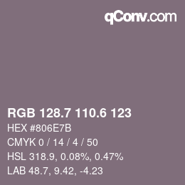 カラーコード: RGB 128.7 110.6 123 | qconv.com