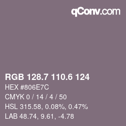 カラーコード: RGB 128.7 110.6 124 | qconv.com