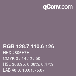 カラーコード: RGB 128.7 110.6 126 | qconv.com