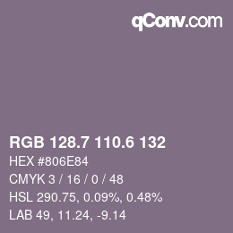 カラーコード: RGB 128.7 110.6 132 | qconv.com