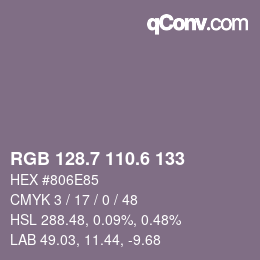 カラーコード: RGB 128.7 110.6 133 | qconv.com