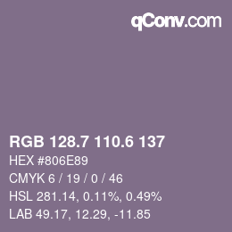 カラーコード: RGB 128.7 110.6 137 | qconv.com
