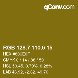 カラーコード: RGB 128.7 110.6 15 | qconv.com