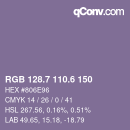 カラーコード: RGB 128.7 110.6 150 | qconv.com