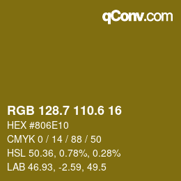 カラーコード: RGB 128.7 110.6 16 | qconv.com