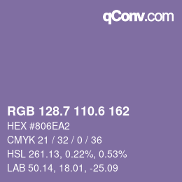 カラーコード: RGB 128.7 110.6 162 | qconv.com
