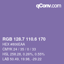 カラーコード: RGB 128.7 110.6 170 | qconv.com