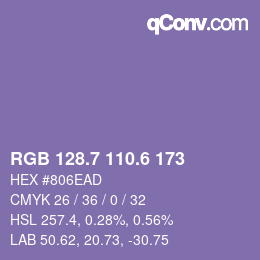 カラーコード: RGB 128.7 110.6 173 | qconv.com