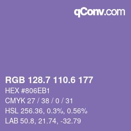カラーコード: RGB 128.7 110.6 177 | qconv.com