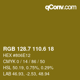 カラーコード: RGB 128.7 110.6 18 | qconv.com