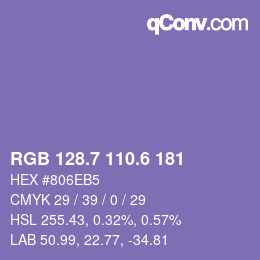 カラーコード: RGB 128.7 110.6 181 | qconv.com