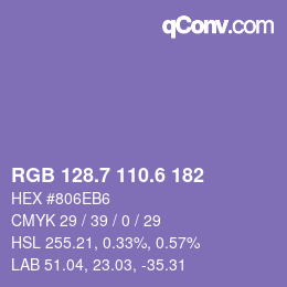 カラーコード: RGB 128.7 110.6 182 | qconv.com