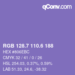 カラーコード: RGB 128.7 110.6 188 | qconv.com
